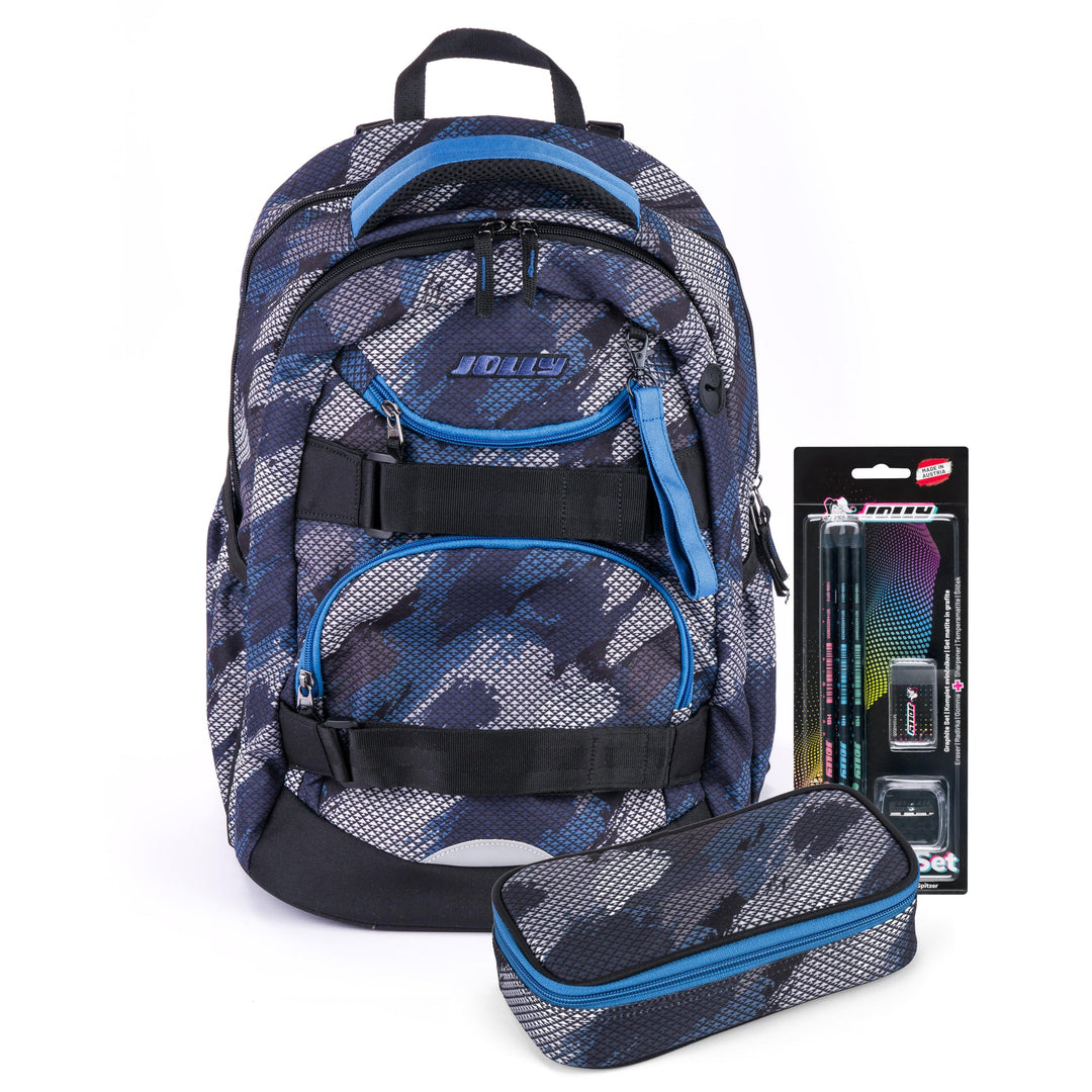 JOLLY Next Generation Rucksack, 8-teilig, verstellbare Schultergurte und Brustgurt, zwei grosse Fäch