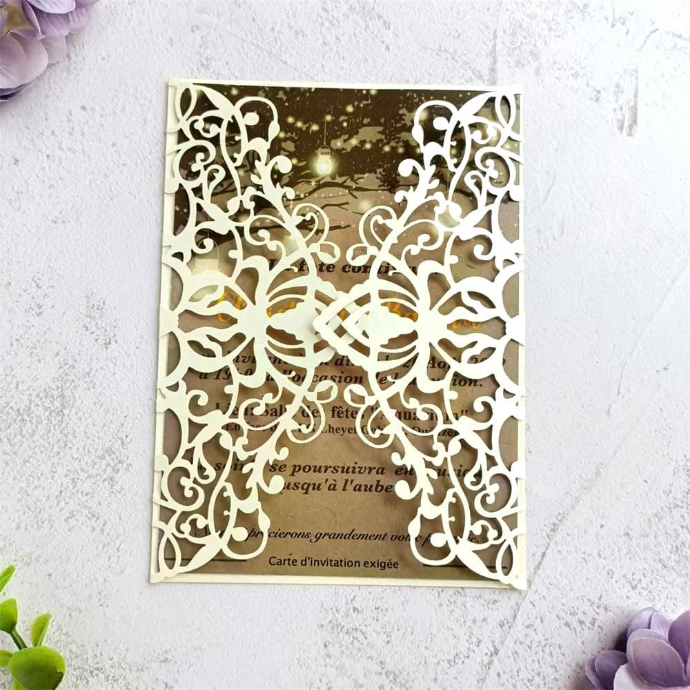 MillaSaw Hochzeitseinladungen im Vintage-Stil (Perlelfenbein), Perlelfenbein