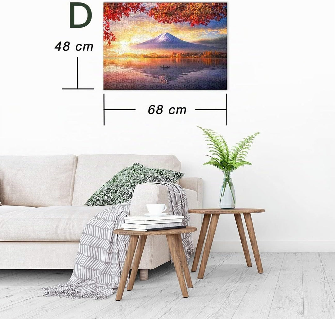 Ulmer Puzzleschmiede - Puzzle „Kawaguchiko am Fuji“ - Klassisches 1000 Teile Puzzle – Landschafts-Mo