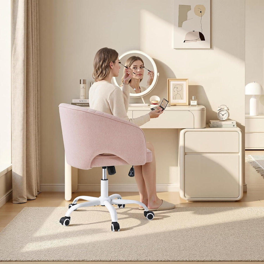 Yaheetech Homeoffice Stuhl Drehbar Schminkstuhl mit Schaukelfunktion, Rosa | Höhenverstellbar Schrei