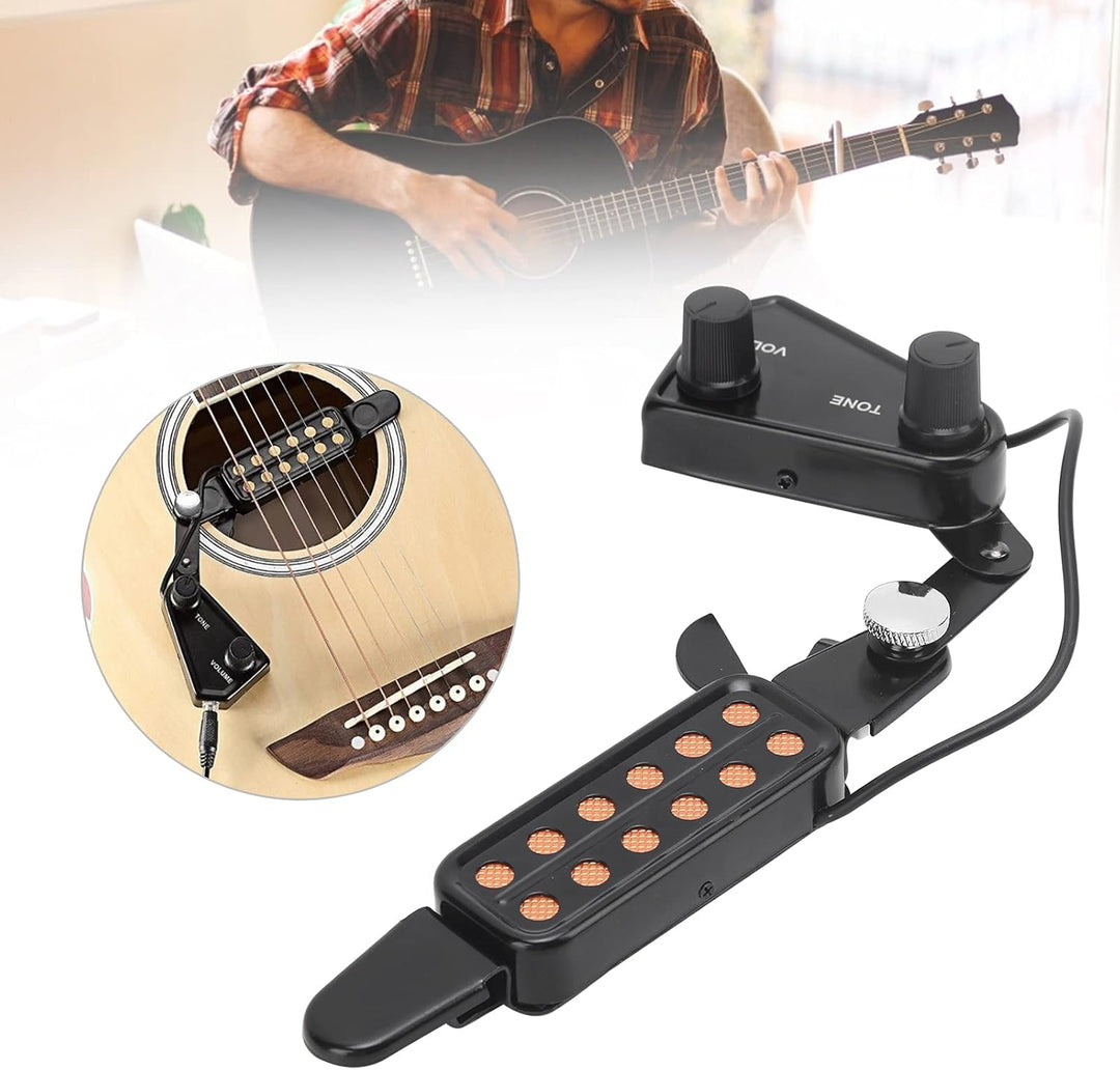 Guitar Pickup 12 Schallloch Akustikgitarre Tonabnehmer mit Lautstärke,und Klangregelung für Ukulele,