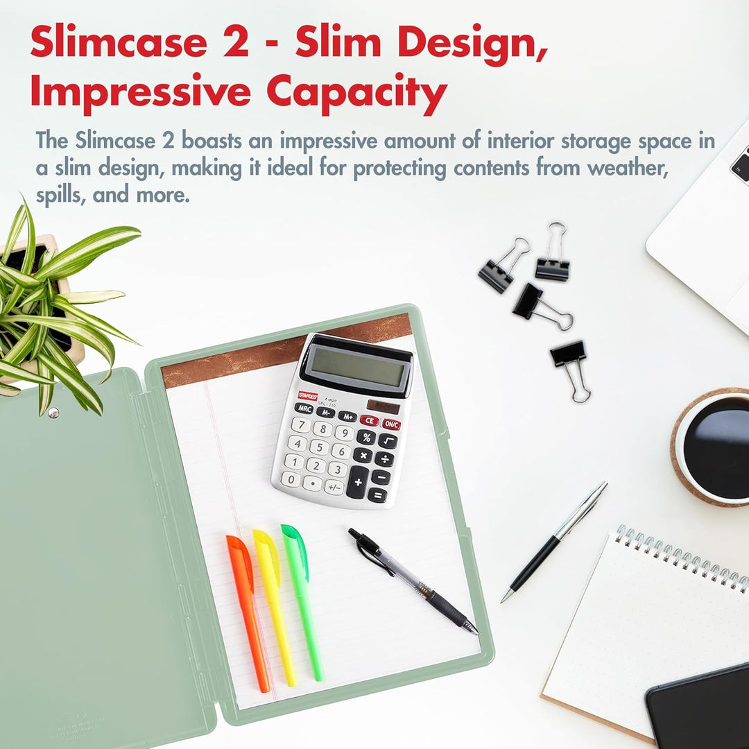 Dexas Slimcase 2 Klemmbrett mit seitlicher Ã–ffnung, 31,8 x 24,1 cm, Meeresschaumgrün mit roségolden