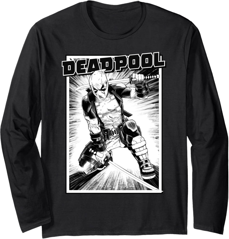 Marvel Deadpool Comic Action Pose Langarmshirt