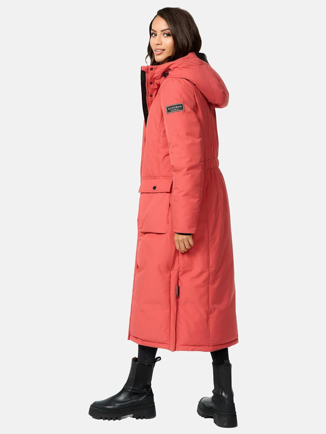 Navahoo Damen Wintermantel Warmer Mantel extralang mit Kapuze Wolkenfrost XIV XS-XXL XXL Rouge, XXL
