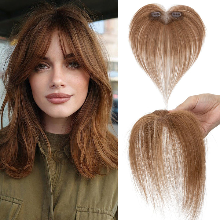 Benehair Echthaar Hair Topper für Frauen, 100% Echthaar Topper Seitenpony, 9g Haarverdichtung für Dü