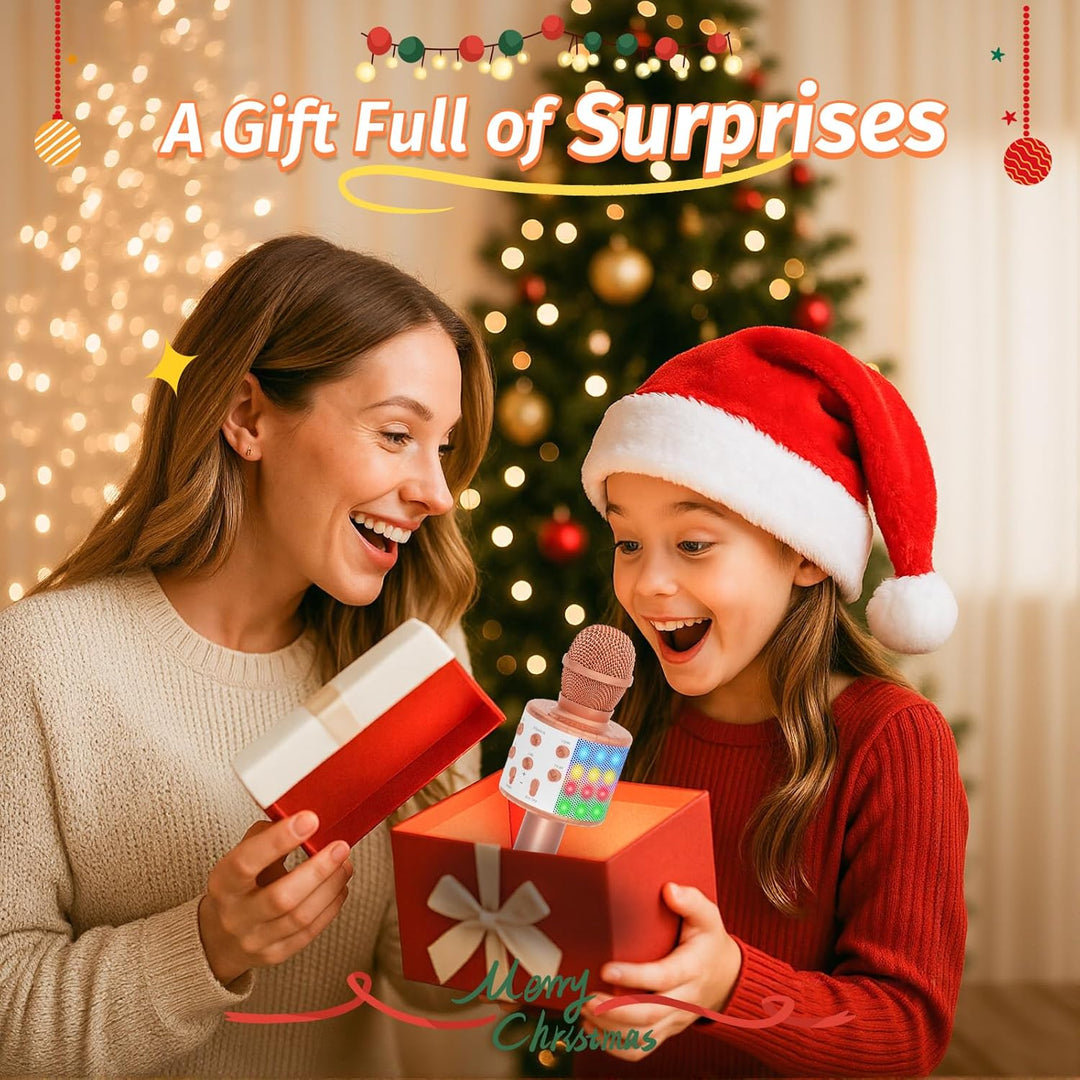 Fede Karaoke Mikrofon, Drahtloses Bluetooth Mikrofon für Kinder, Lustige Geschenke Spielzeug für Tee