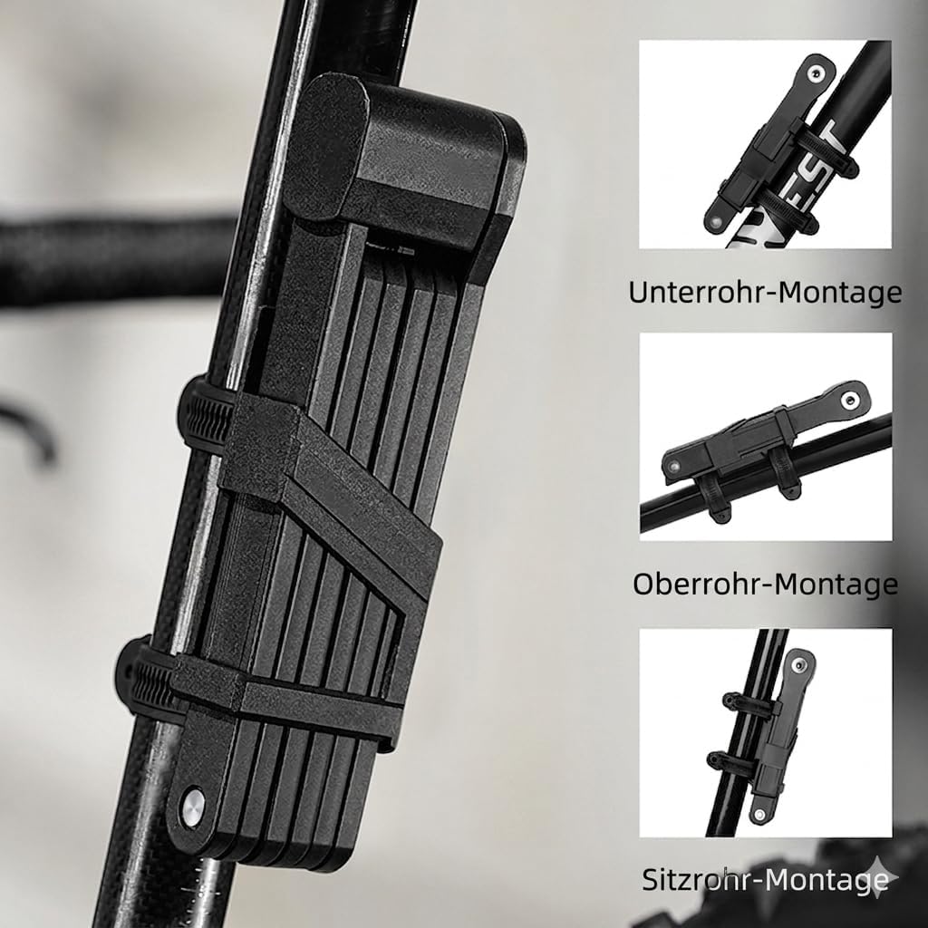 Faltschloss Fahrradschloss – 87cm Gehärteter Stahl – Inkl. Halterung &amp; 2 Schlüsseln – Kompakt, Leich