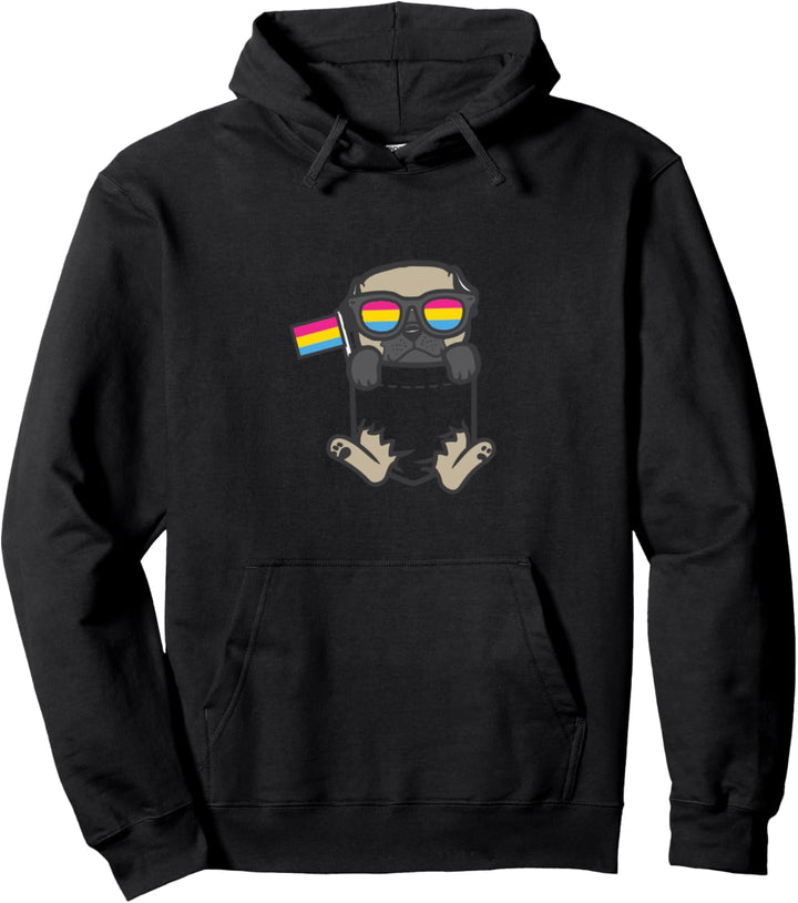 Pug In Your Pocket Feet Dog LGBTQ Pride Pansexual Pan Flag Pullover Hoodie