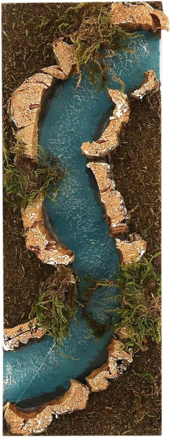 Ferrari & Arrighetti Zusammensetzbarer Fluss für Krippe, 4 Teile, Bertoni Krippenlinie, Holz, Mehrfa