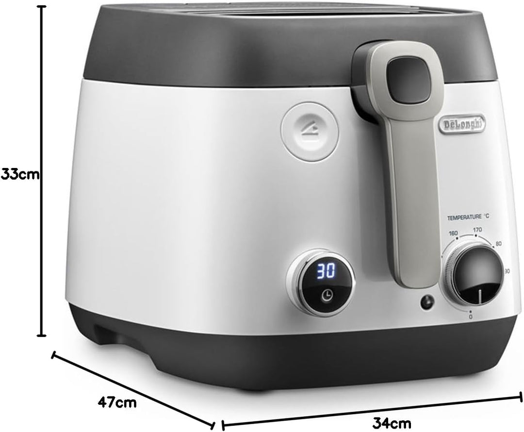De'Longhi Fritteuse FS6067, Einstellbarer Thermostat, Timer Funktion, Fassungsvermögen 2,4l, 1800W,