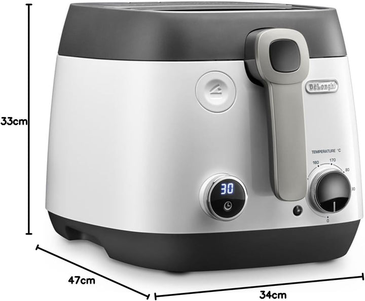 De'Longhi Fritteuse FS6067, Einstellbarer Thermostat, Timer Funktion, Fassungsvermögen 2,4l, 1800W,