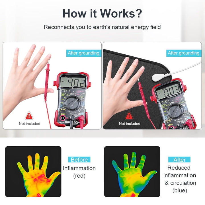 Kidken Erdungsmatte, Premium Carbon-infundiertes Vegan-Leder, zur Angstlinderung und Energieerhöhung