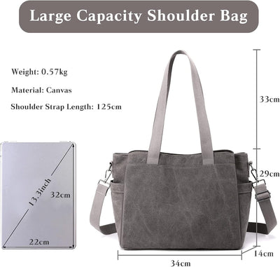 CORIOS Damen Schultertasche Canvas Handtasche Casual Tragetasche Grosse Kapazität Umhängetasche Mult