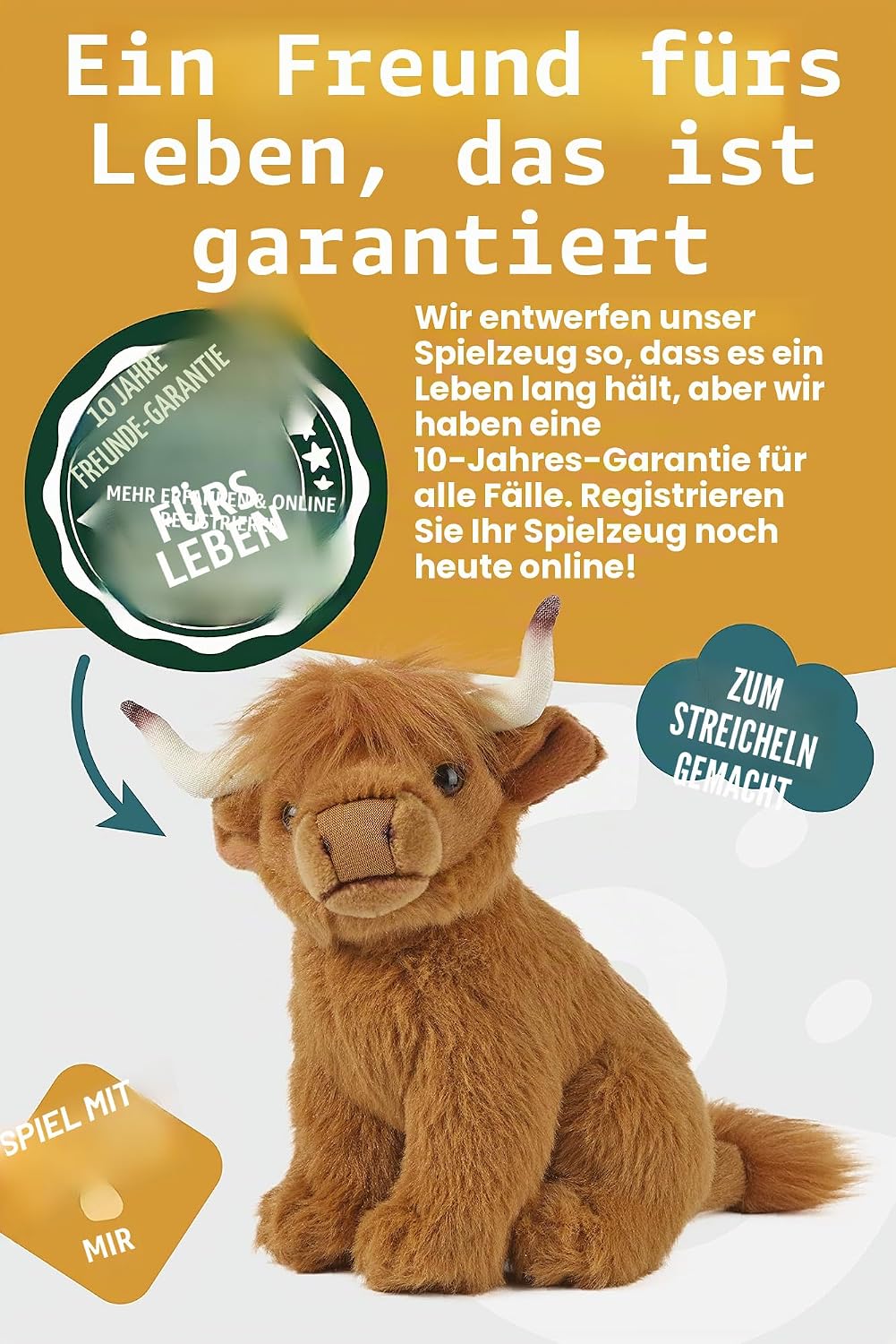 Living Nature Stofftier - Kleines Hochlandrind (20cm) Highland
