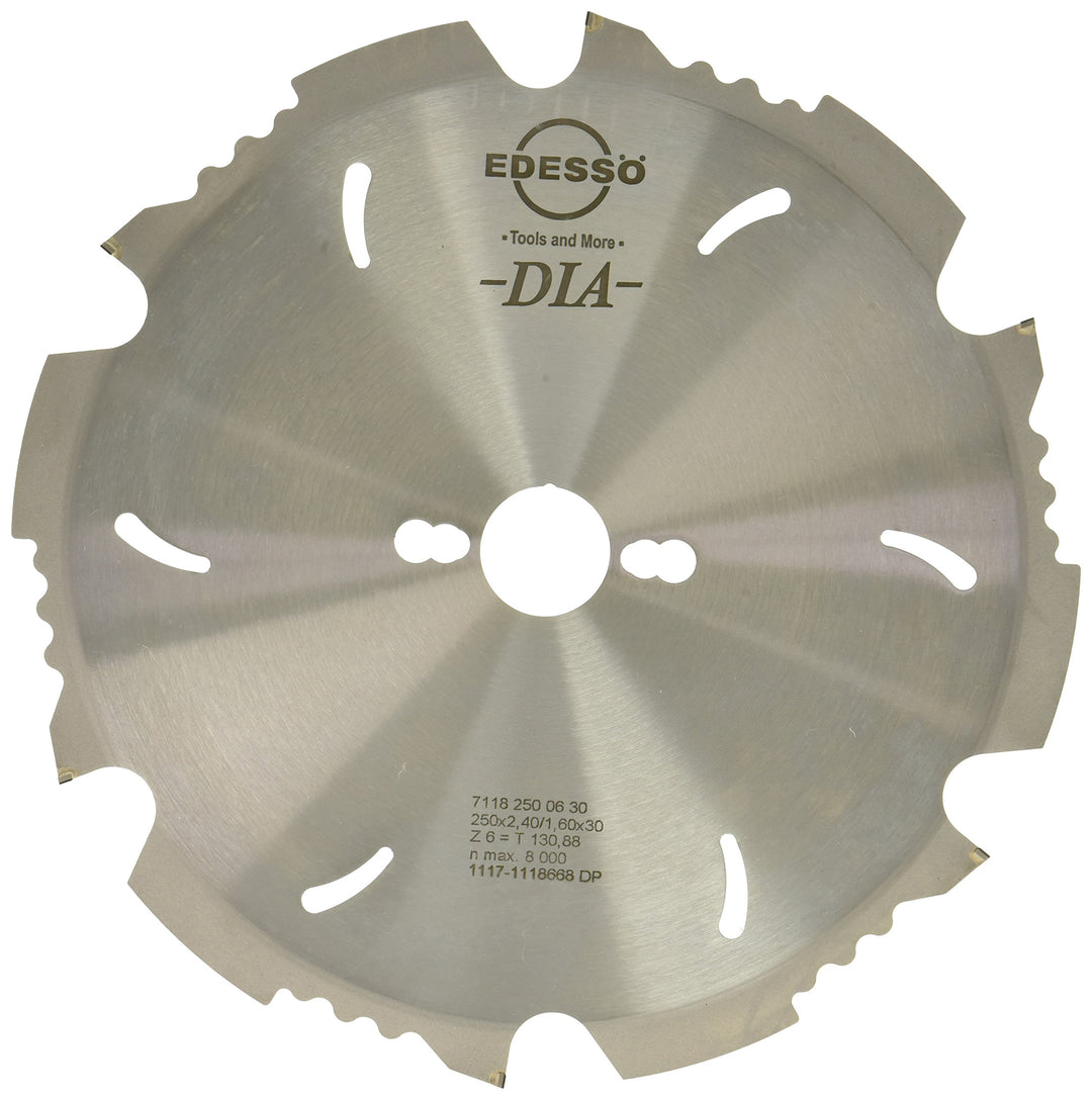 Edessö 5112500630 DP-Kreissägeblatt sdb 2 Knl DP 250x2, 4/1, 6x30 Z=6 F neg, Silber
