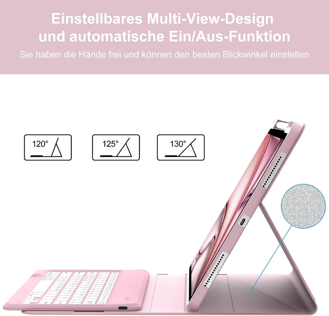 IVEOPPE Tastatur für iPad Air 13" M3 2025 Hülle mit Bluetooth magnetischer Deutsch QWERTZ Tastatur R