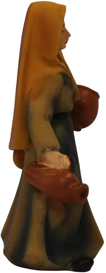 ZICOM Krippenfigur Miniaturfigur Magd mit Zwei Krügen Höhe 8cm handbemalt Polyresin, Modellbau Puppe