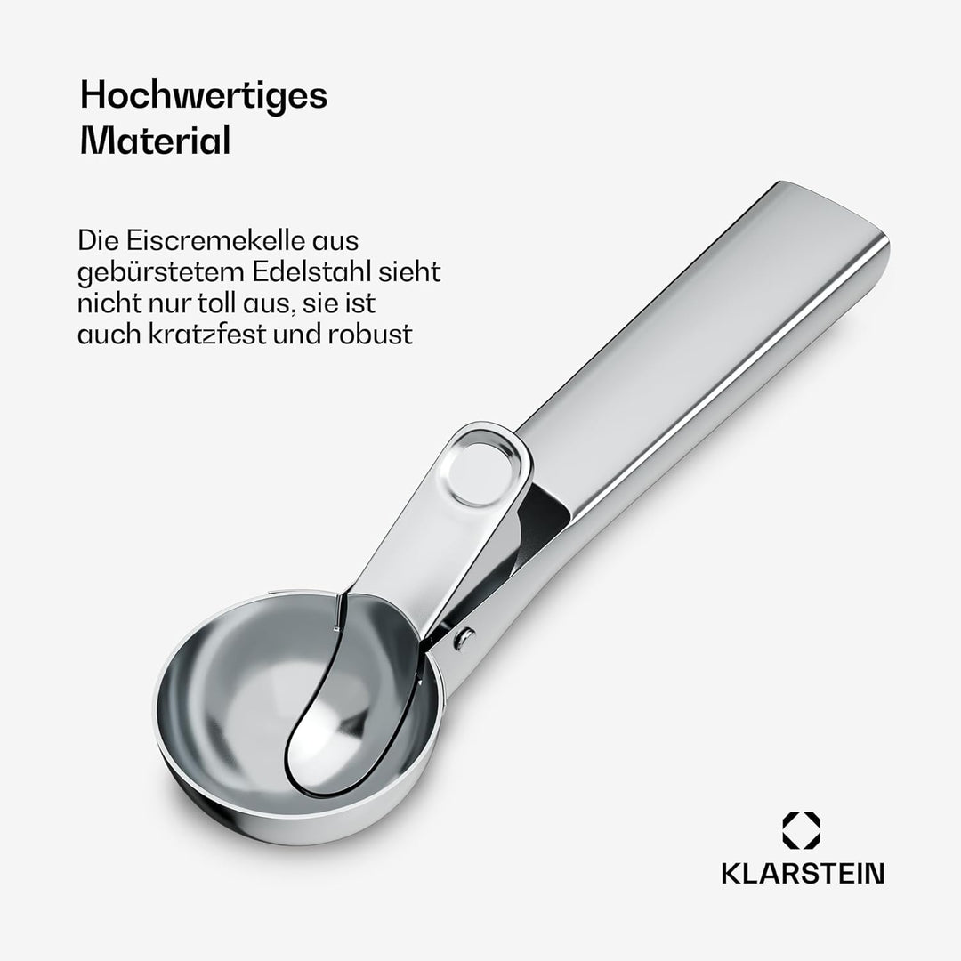 Klarstein FrostFusion Eisportionierer Edelstahl – Ergonomisch, Spülmaschinenfest, Kratzfest, Rostfre