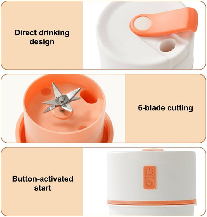 Tragbarer Mixer Becher, Personal Blender, 480ml USB-C Klein Mixer mit 6 Klingen Surround Blade für Z