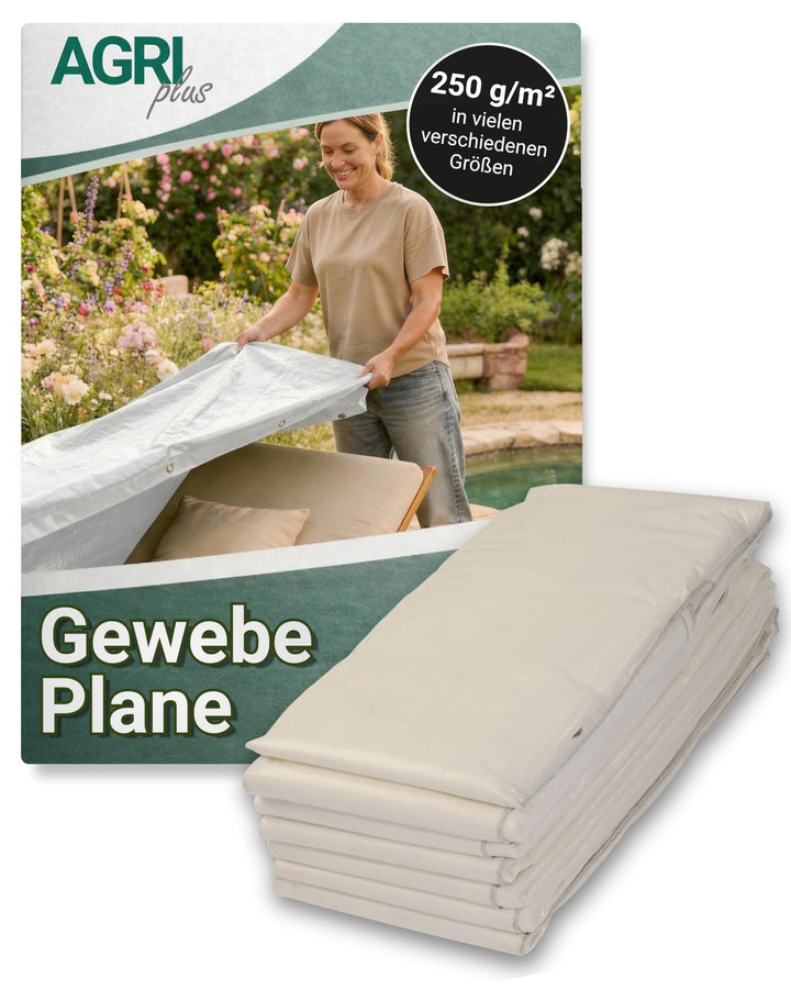 AGRI plus Gewebeplane mit Ösen I 4 x 6 m I Verschiedene Grössen I 250 g/m² Folienstärke I Stabile &amp;