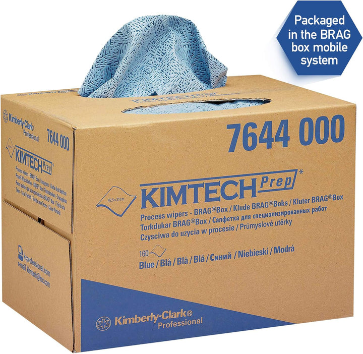 Kimtech Prozesswischtücher 7644 – 1 BRAG Box mit 160 Tüchern, blau 1 stück (1er Pack) 23, 1 stück (1