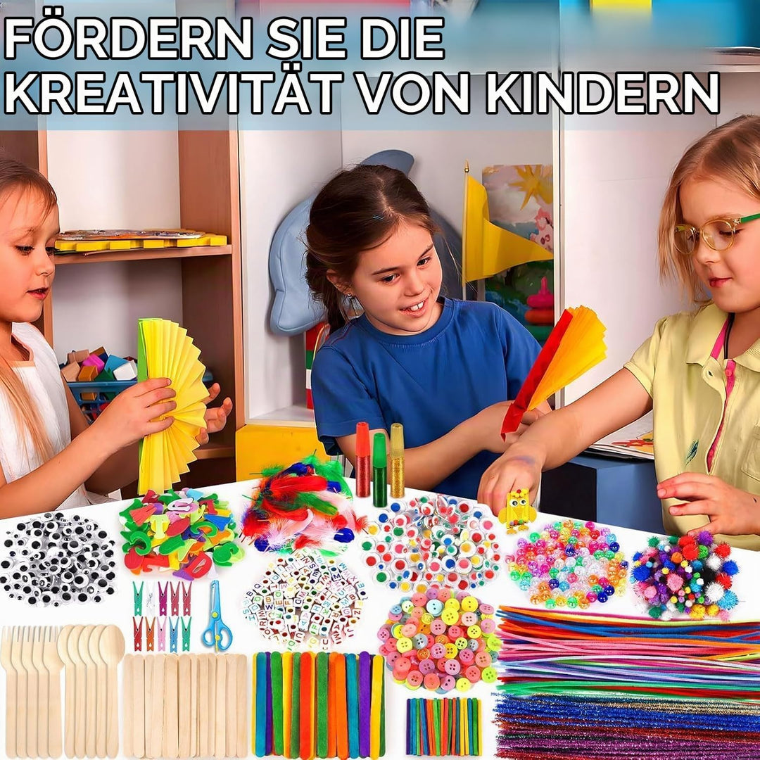 Purpledi 3300+ Stück Bastelsets für Kinder Bastelmaterial in Bastelkoffer, DIY Bastelzubehör Bastelb