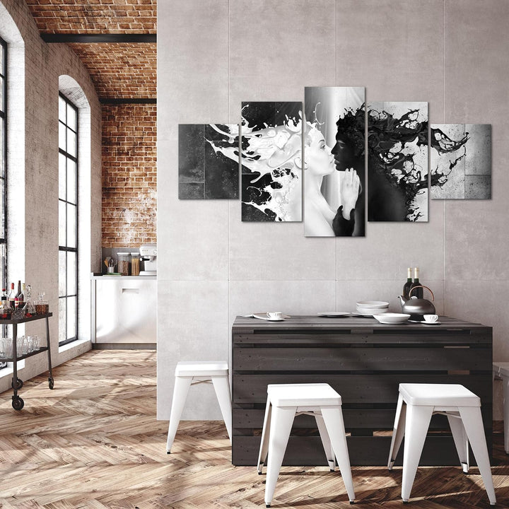 Runa Art - Bilder Milk und Coffee 200 x 100 cm 5 Teilig XXL Wanddekoration Design Schwarz Weiss 0050