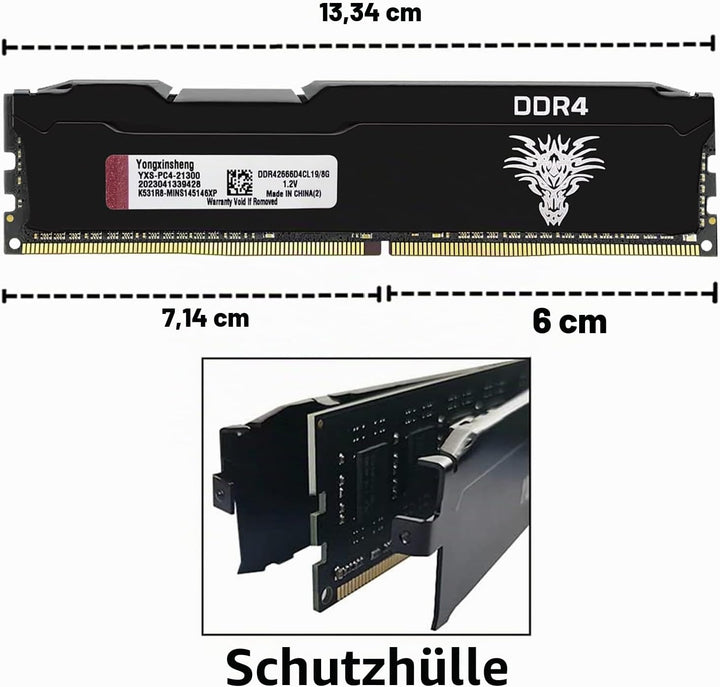 DDR4 2666MHz 8GB Desktop RAM PC4-21300 UDIMM Non-ECC Unbuffered 1.2V 288-Pin CL19 PC Computer Memory