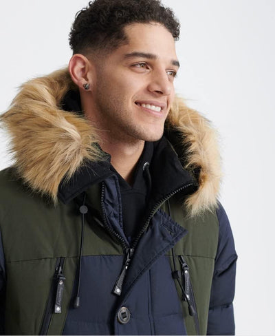 Superdry Herren Rookie Daunenparka mit Farbblock-Design Dunkel Marineblau S