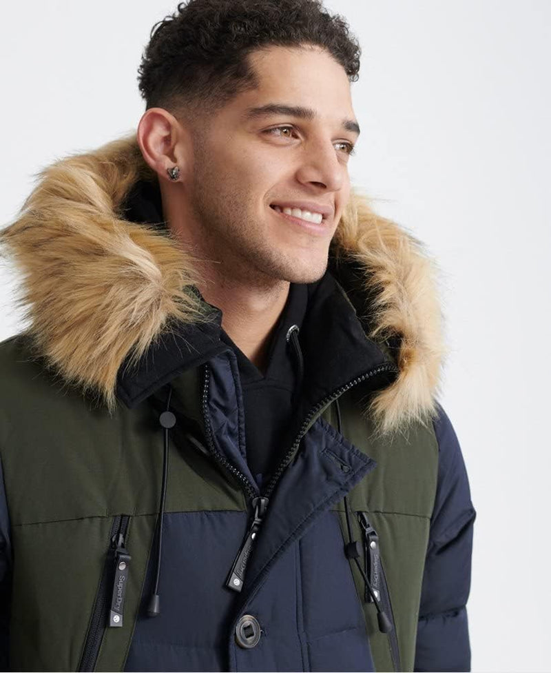 Superdry Herren Rookie Daunenparka mit Farbblock-Design Dunkel Marineblau S