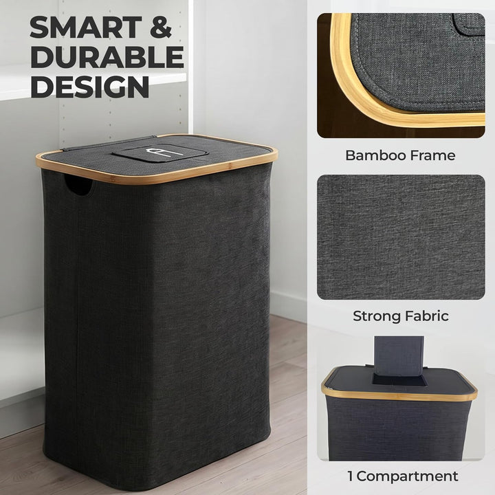 100L Premium Bambus Pfandflaschen Sammelbehälter - Organizer Küche mit innovativ Design für Nachhalt