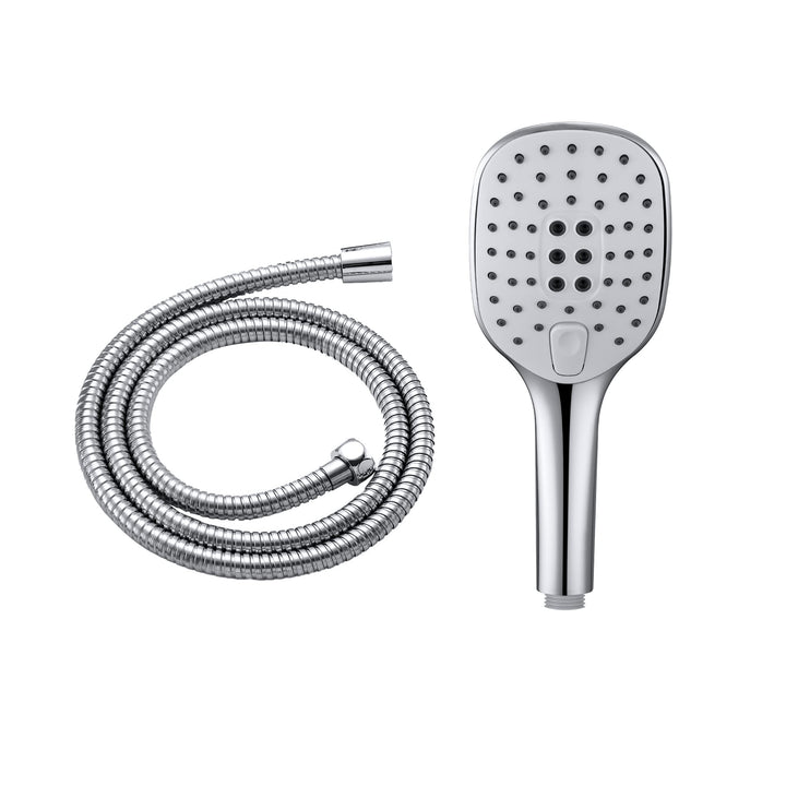 JOHO Quadratisch Handbrause mit Schlauch 3 Strahlarten Duschbrause Brauseschlauch Brausekopf Duschar