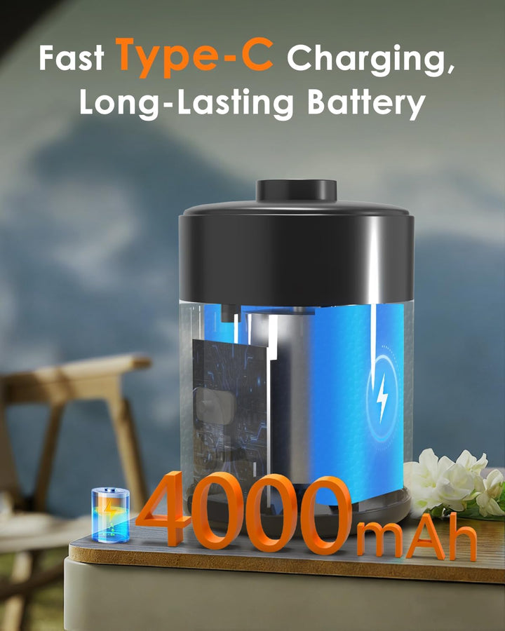 Mojimdo Mini Elektrische Luftpumpe Akku 4000 mAh – Tragbare Pumpe, 5000 Pa, 450 L/Min, Kabellos, 2-i