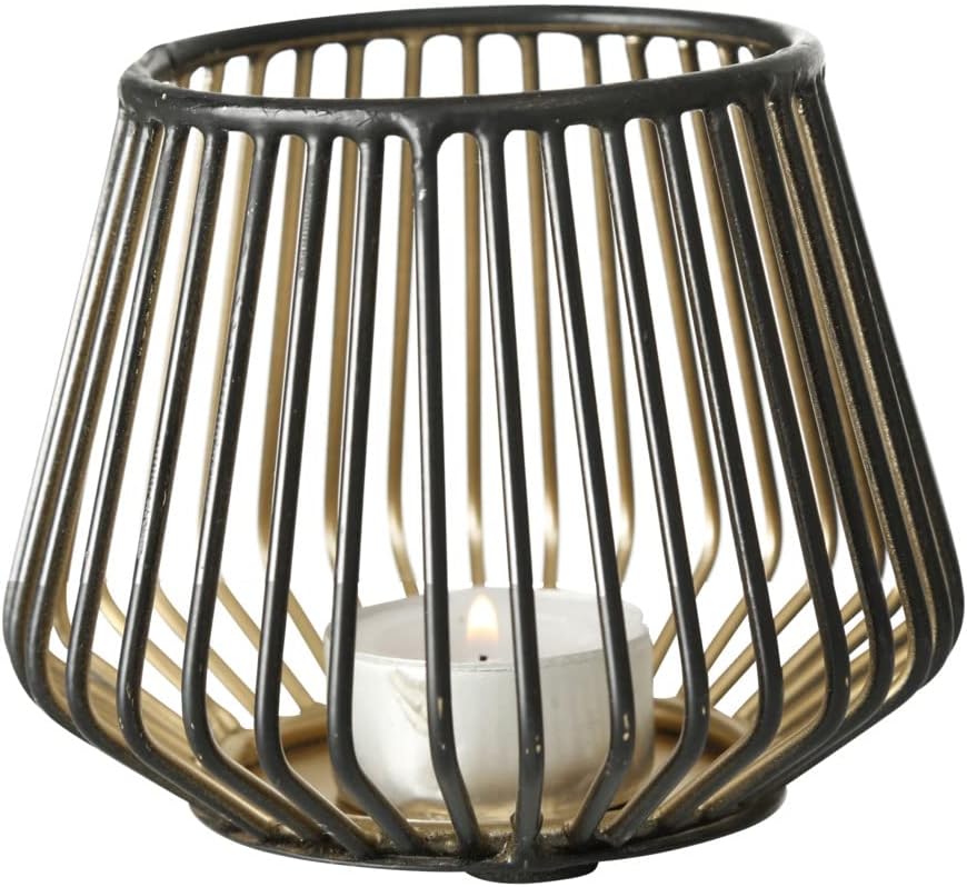 Windlicht Kerzenhalter Eisen schwarz Gold H 10-22 cm XXL 5er Set, Set