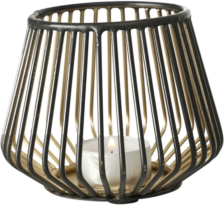 Windlicht Kerzenhalter Eisen schwarz Gold H 10-22 cm XXL 5er Set, Set