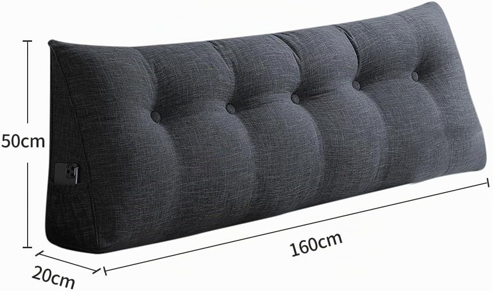 Keilkissen, dreieckig, Nackenrolle, grosses Rückenkissen, Baumwolle und Leinen, Leseständer für Bett