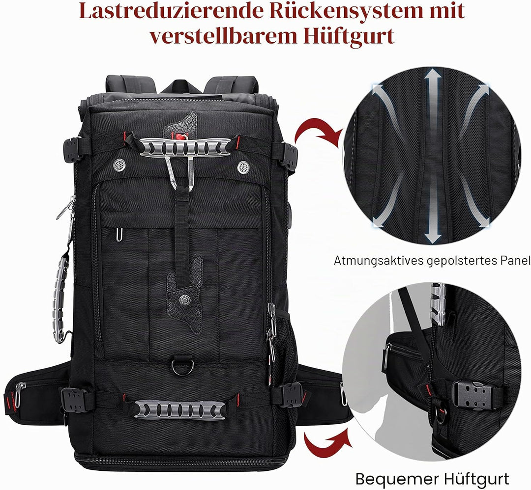 WITZMAN Reiserucksack Herren Gross 40L Reisetasche Rucksack Mit Schuhfach HandgepäCk Flugzeug Fit 17