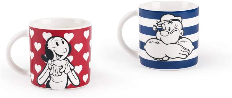 Excelsa Popeye & Olivia Kaffeetassen, Porzellan, Rot, Blau, 2 Stück