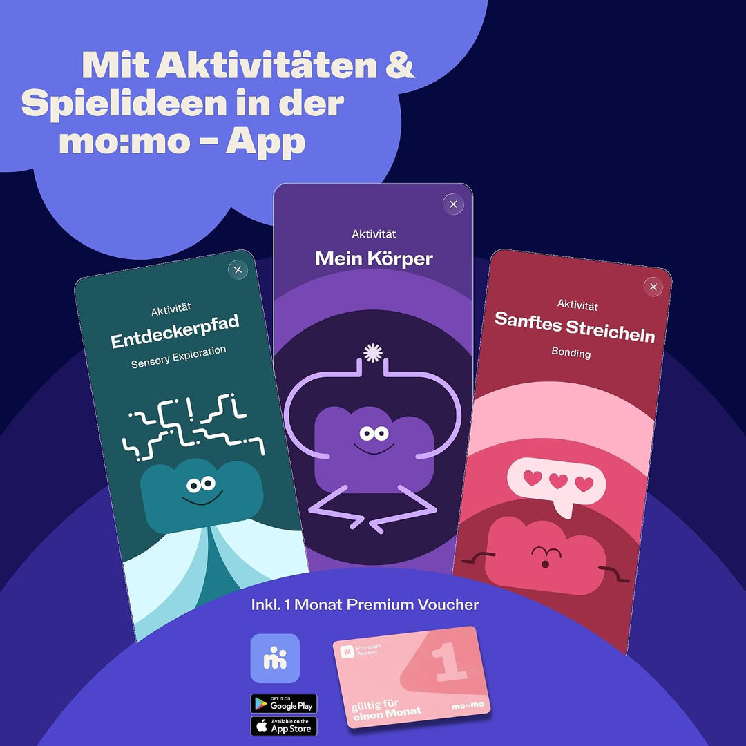 mo:mo Babypinsel &amp; Streichelpinsel Blau – Baby Erstausstattung Neugeborene – Sanfte Babybürste &amp; Sen