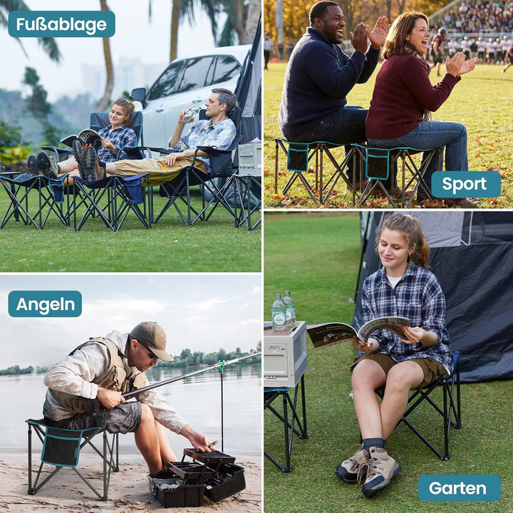 FUNDANGO Campinghocker faltbar Outdoor Camping Hocker zusammenklappbar mit Tragetasche, Grau