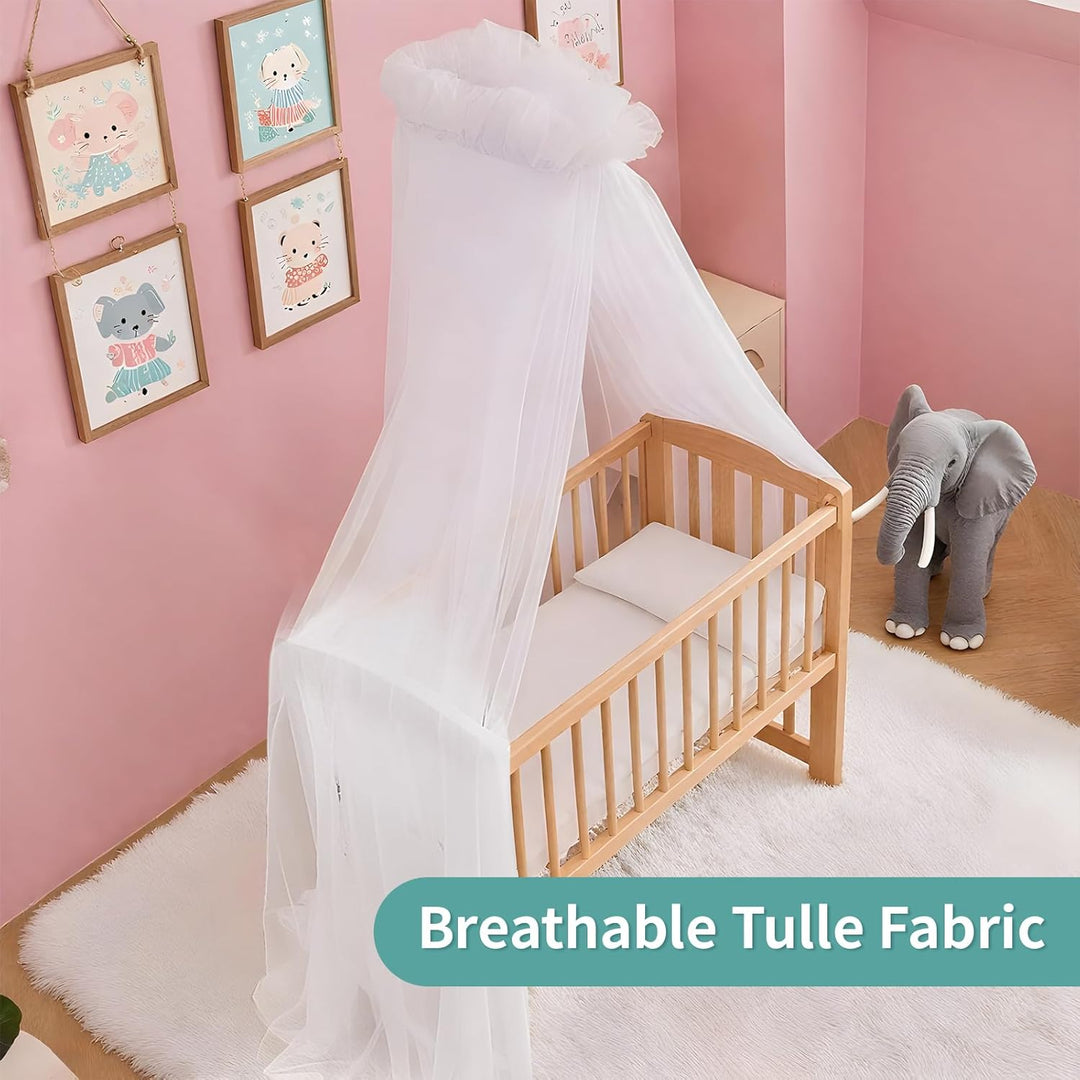 Tagesdecke Tüll Länge 120 cm, Babyzimmer Deko, passend für Babybett, Wiege und Kinderbett (Himmelsta