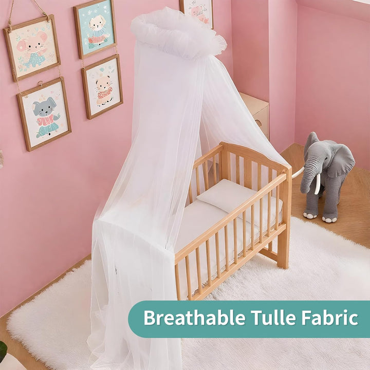 Tagesdecke Tüll Länge 120 cm, Babyzimmer Deko, passend für Babybett, Wiege und Kinderbett (Himmelsta