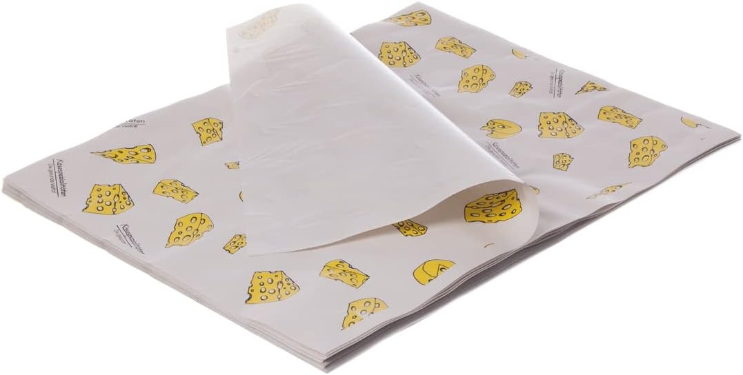 Käse Einschlagpapier Käsepapier Frischhaltepapier mit Käsemotiv 32x40cm Premium 55g/m² mit trennbare