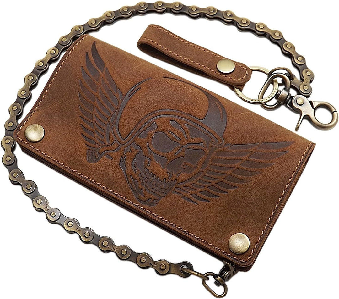 myledershop Echt Büffel-Vollleder Querformat Bikerbörse/Geldbörse/Geldbeutel/Portemonnaie mit Metall