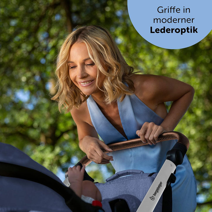 Bergsteiger Kinderwagen Lugo 3in1 | Kombikinderwagen Komplettset inkl. Zubehör - Babyschale, Buggy-A