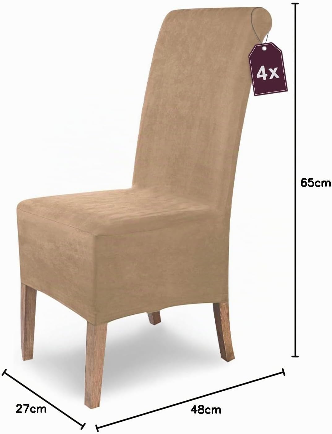 SCHEFFLER-Home Stuhlhussen 4er Set Leon Beige/elastische Wildleder Hussen für Stühle/Robustes Freisc