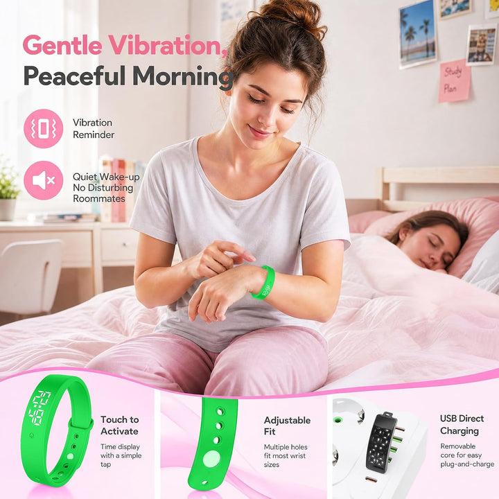 CEWROM Vibrationswecker Armband, Wecker Armband Vibration mit Timer, Vibrationsalarm Erinnerung Uhr,