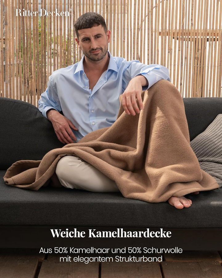 Ritter Decken Kamelhaardecke „Mandarin 150 x 200 cm Kamel (ungefärbt) aus 50% Kamelhaar und 50% Schu