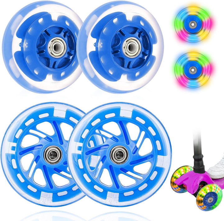 Leuchtende Scooter Räder, 2 Paar Led Scooter Rollen Räder, 80mm,120mm Scooter Ersatzräder, Stunt Sco