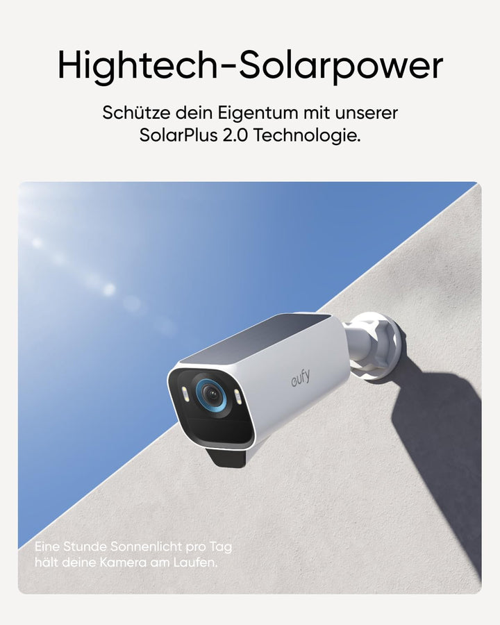 eufyCam S3 Pro 2-Kamera-Set, 4K Kabellose Solar-Überwachungskamera Aussen, MaxColor Nachtsicht, Fore